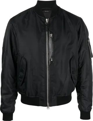 Gathered-Detailing Satin Bomber Jacket