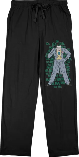 Batman Laughing Joker Men’s Black Sleep Pajama Pants-Medium
