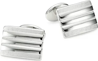 2-Piece Sterling Silver Lined Rectangle Cufflink