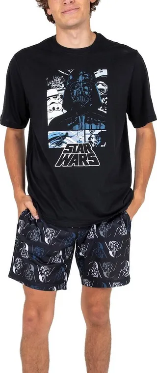 Star Wars Darth Vader Men’s Crew Neck Short Sleeve Tee & Lounge Shorts Combo Set-Medium
