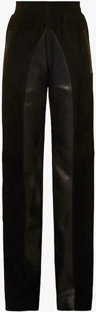 Womens Noir Panelled Straight-leg High-rise Leather Trousers