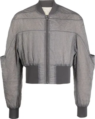 Grid-Pattern Cropped Bomber