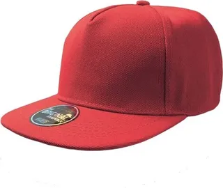 Atlantis Flat Visor 5 Panel Cap - Red Pack Of 2