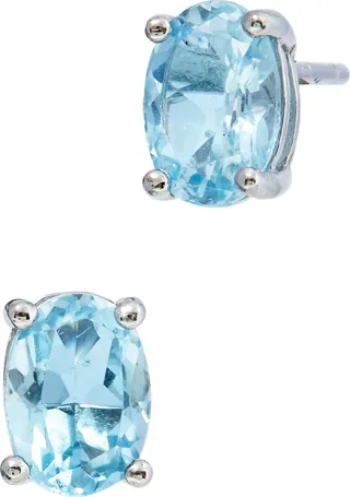 Sterling Silver Blue Topaz Stud Earrings