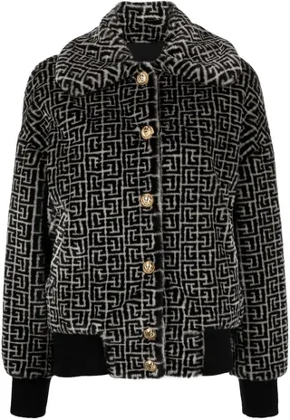 Monogram-Patter Single-Breasted Coat