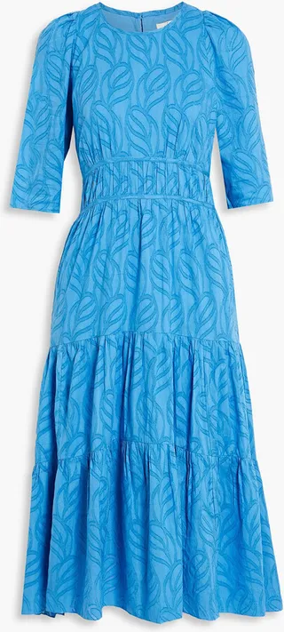 Nadeen tiered burnout cotton-voile midi dress