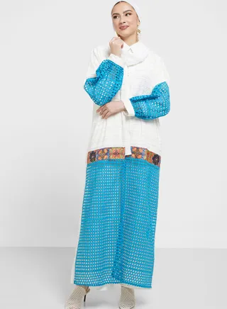 Colorblock Print Abaya