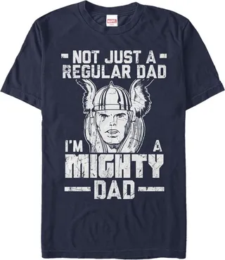 Men's Marvel Father's Day Thor Not Regular Dad T-Shirt - Navy Blue - Small