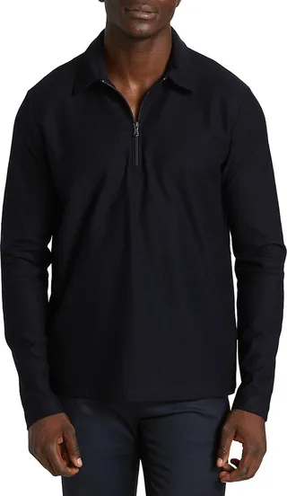 Diamond Grid Quarter Zip Polo Jacket