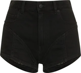Denim & lace mini shorts