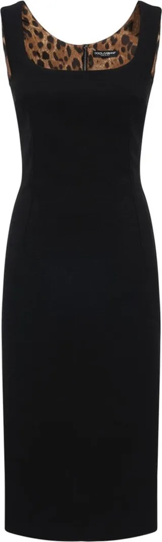 Stretch wool cady tubino midi dress