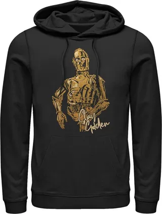 Men's Star Wars: The Rise of Skywalker C-3PO Stay Golden Pull Over Hoodie - Black - X Large