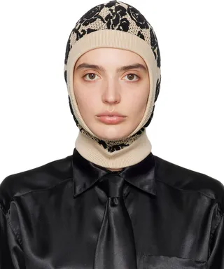 Ernest W. Baker Beige Rose Jacquard Balaclava
