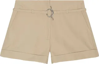 Belted Turn-Up Hem Shorts