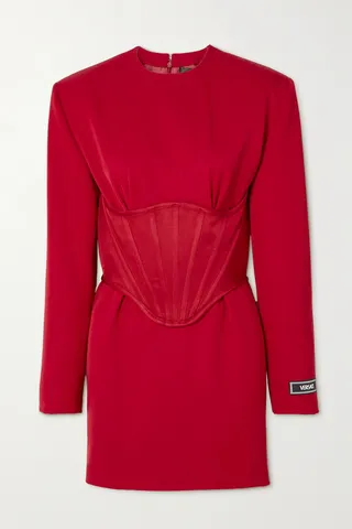 Versace - Silk Satin-trimmed Crepe Mini Dress - Red