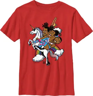 Boy's WWE New Day Unicorn Animated T-Shirt - Red - Small