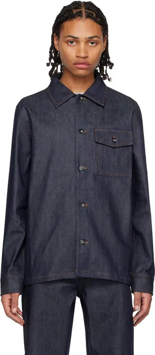 A.P.C. Navy Pierre Brodée Denim Jacket