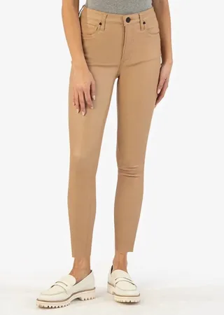 Connie Coated High Rise Skinny Pant in Caramel