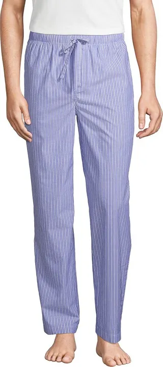 Lands' End Men's Poplin Pajama Pants - Small - Mariner Blue Stripe