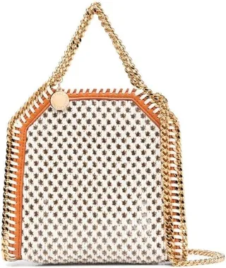 Micro Falabella Tote Bag In Ivory And Beige Mesh