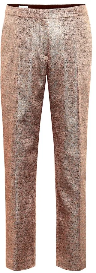 Metallic mid-rise straight-leg pants