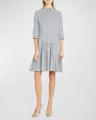 Seersucker Ruffle Day Shirtdress