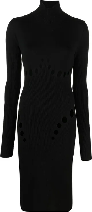 Black Cut-Out Detail Midi Dress