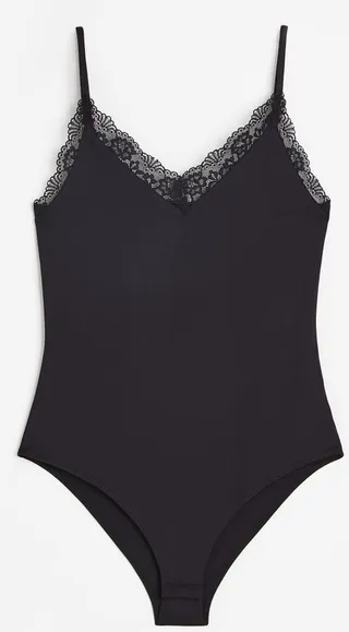 Lace-trimmed Jersey Bodysuit