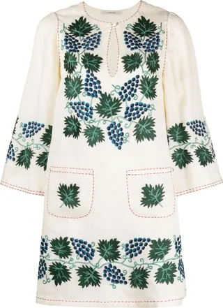 Neutral Tavria Embroidered Mini Dress