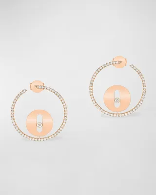 18k Rose Gold Lucky Move Diamond Hoop Earrings