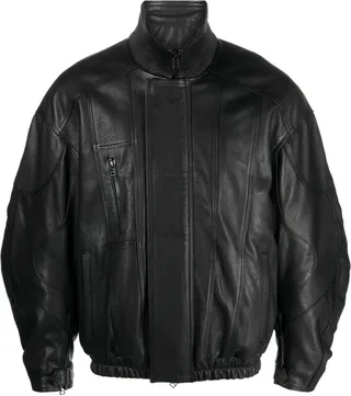 High-Neck Leather Jacket