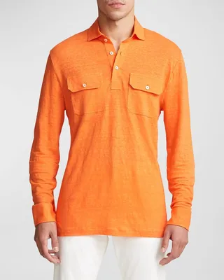 Men's Slim Fit Linen Jersey Polo Shirt
