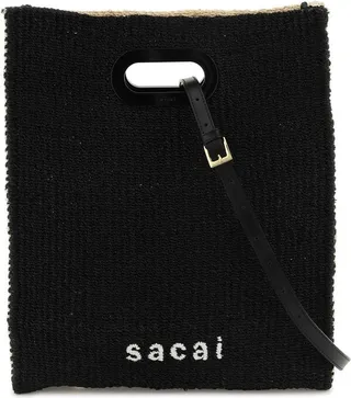 Sacai Logo Embroidered Woven Tote Bag