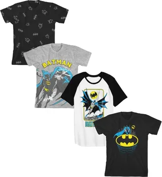 Batman Hero & Logo 4-Pack Crew Neck Short Sleeve Youth Boy’s T-Shirts-XXL