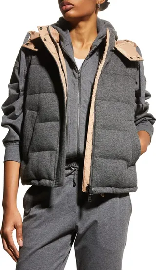 Cashmere Reversible Taffeta Down Vest