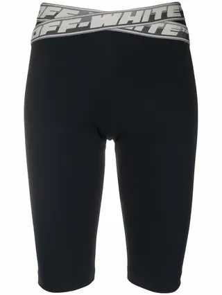 Athleisure logo-tape cycling shorts
