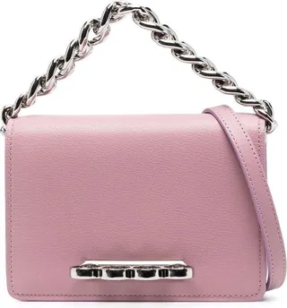 Antique Pink The Four Ring Mini Bag With Silver Chain