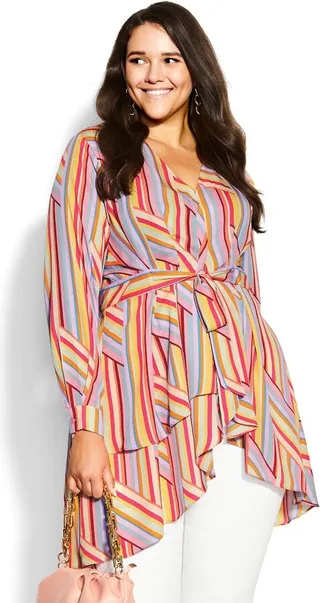 CITY CHIC| Women's Plus Size Allison Tunic - pink stripe - 22W