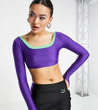 Puma x Dua Lipa long sleeve bralette in purple