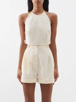 Mafalda Organic-cotton Seersucker Halterneck Top