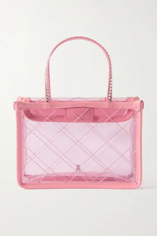 Amina Muaddi - Betty Mini Crystal-embellished Leather-trimmed Pvc Tote - Pink