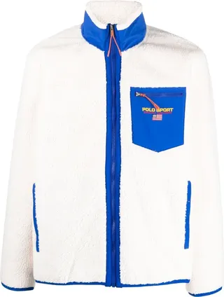 Logo-Embroidered Shearling Jacket