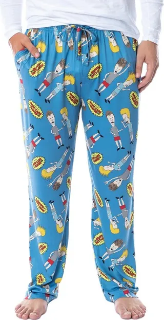 MTV Mens' Beavis and Butt-Head Logo TV Show Sleep Pajama Pants (XX-Large) Blue