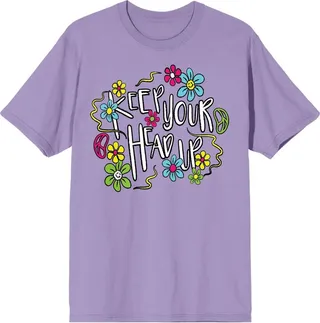 Natural World Keep Your Head Up Crew Neck Short Sleeve Purple Haze Men’s T-shirt-Small