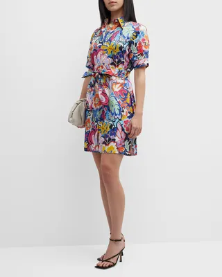 Carolina Belted Floral-Print Shirtdress