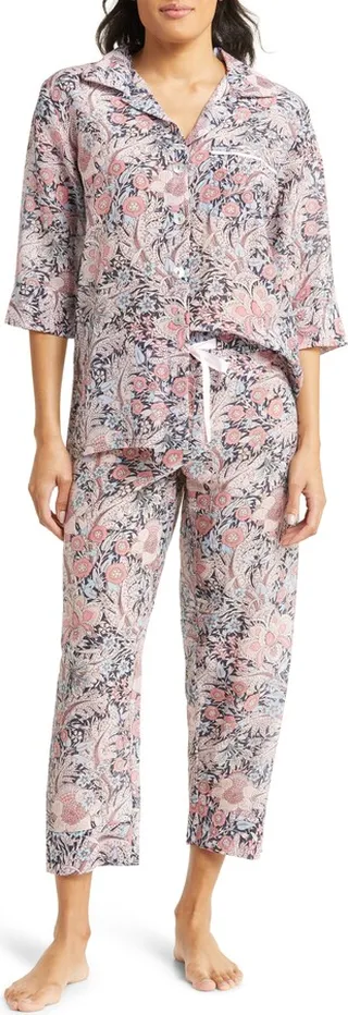 Sienna Cotton Sateen Crop Pajamas