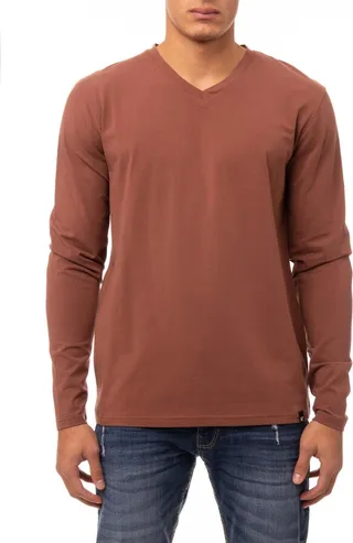 X-Ray Men's Soft Stretch V-Neck Long Sleeve T-shirt