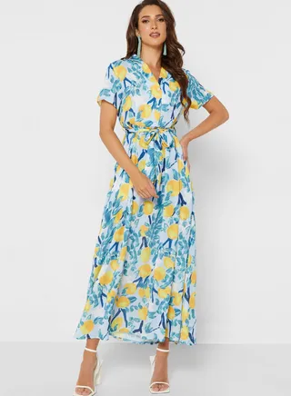 Collar Neck Printed Summer Dress