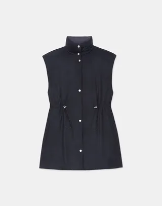 Regenerated Poly Tech Quilted Down Reversible Wool Cashmere Flannel Vest