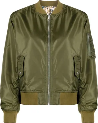 Zipped-Up Fastening Bomber Jacket